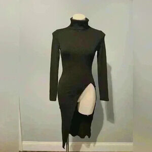 Black long turtle neck top